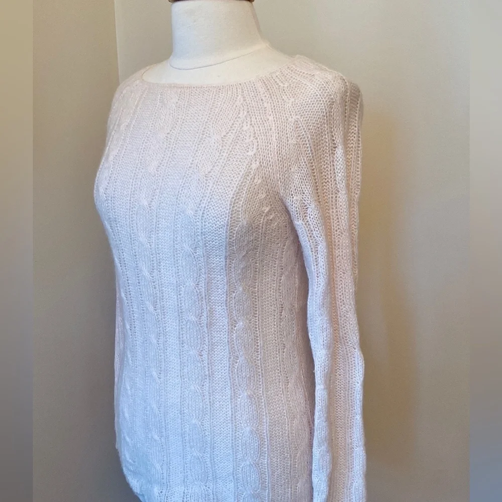 J. Crew Baby Pink SZ S Soft Girl Preppy Cottagecore Knit Mohair Wool Sweater